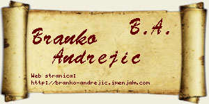 Branko Andrejić vizit kartica